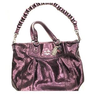 Coach Bags - Glitzy purple leather Coach bag! Coach Bags - Glitzy purple leather Coach bag!